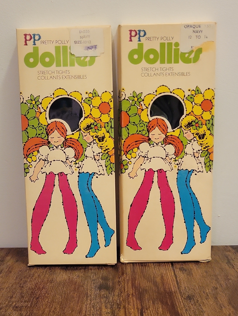 Vintage 1970s Pretty Polly Dollies Tights - Deadstock Lot of 2 For Kids